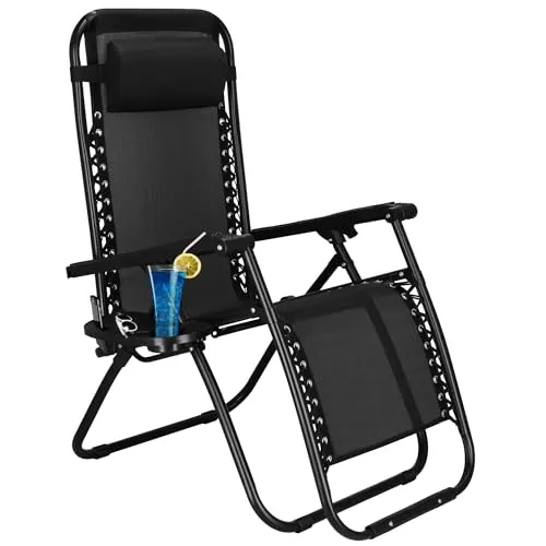 Sonnenliege Relaxstuhl mit Kopfstütze und Getränkehalter