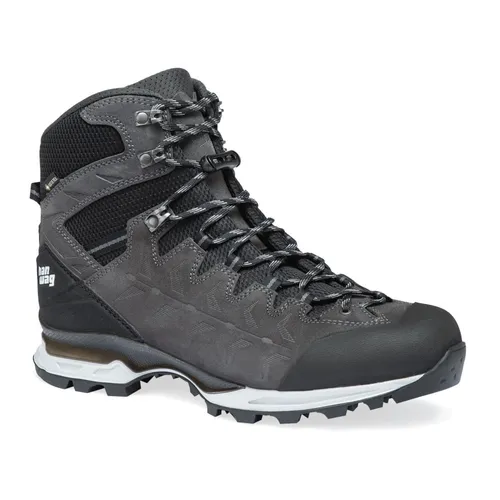 Hanwag Makra Trek GTX Asphalt/Light Grey - Leichte Trekking-Schuhe für Herren - Wanderschuhe mit GORE-TEX Membran für trockene Füße und komfortabler Vibram Integral Light Sohle. Ideal für anspruchsvolle Touren im Alpenraum bis 3000 Meter.