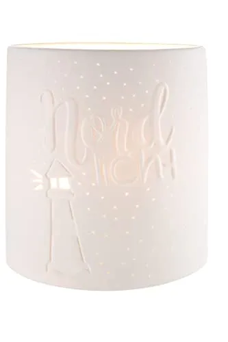 GILDE Nachttischlampe Maritim weiß - Tischleuchten mit maritimem Leuchtturm-Motiv, ideal für eine entspannte Atmosphäre im Schlafzimmer oder Wohnbereich.