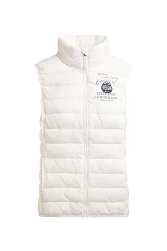 SOCCX Damen Leichte Steppweste mit Prints und Patch Ivory, Xxxl