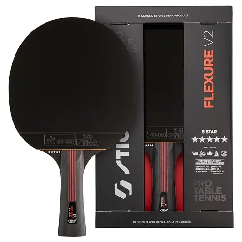 STIGA Flexure V2 Tischtennisschläger – 5 Sterne Tischtennisholz, ITTF-zugelassener STAR5-Belag, ergonomischer Griff – für Offensive Spieler