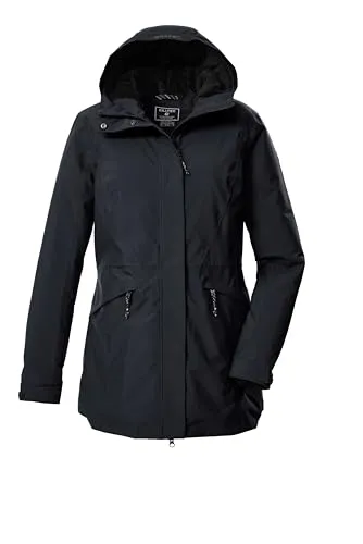 killtec Damen Outdoorparka KOW 19 WMN PRK, schwarz blau - Funktionsjacke mit 10.000 mm Wassersäule, wasserdicht und atmungsaktiv, ideal für Outdoor-Aktivitäten bei jedem Wetter.
