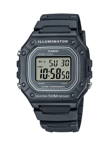 Casio Digitaluhr W-218H-8AVEF - Armbanduhr mit LED-Beleuchtung, wasserdicht bis 10 Bar und mit Stoppfunktion für präzise Zeitmessung – ideal für aktive Männer.