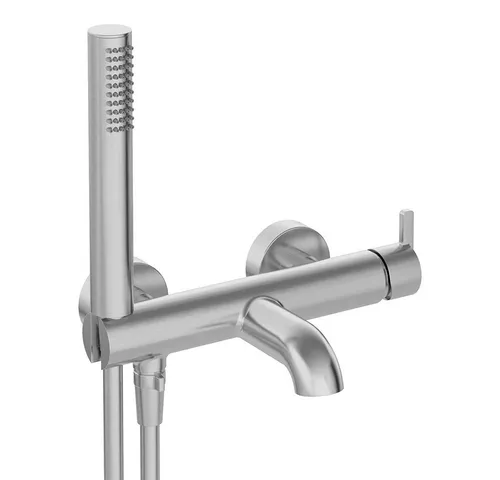 Lomadox Wannenarmatur SILIA-30 mit Duschbrause - Moderne Badewannenarmatur aus Edelstahl gebürstet mit innovativer Cool-Out-Handbrause und Anti-Twist-System für einfachen Gebrauch und Pflege.