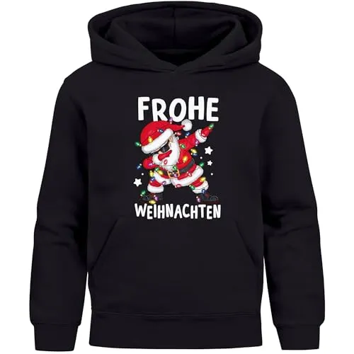 MoonWorks® Kinder Hoodie Dabbing Santa Weihnachtsoutfit Schwarz 152 - Bequemer Kinder Hoodie mit witzigem Dabbing-Weihnachtsmann-Motiv. Ideal für die Festtage und perfekt für jede Gelegenheit. Aus weichem Material für höchsten Tragekomfort – ideal für kalte Wintertage!