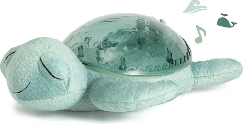 cloud-b® Tranquil TurtleTM Green - Wiederaufladbare Nachtlampe - Kinderlampen mit einzigartigem Unterwasser-Lichteffekt, beruhigenden Klängen und umweltfreundlichem, recyceltem Material – ideal für eine friedliche Schlafumgebung.