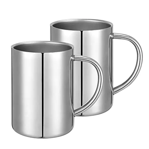 luvtree Doppelwandiger Thermobecher aus Edelstahl.Thermo Tasse,Tasse Camping,Metall Tasse,Edelstahlbecher 400ml. Für Kalt- und Heißgetränke geeignet. 2er-Pack.