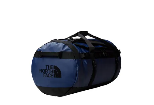 The North Face Base Camp Duffel - L Summit Navy-TNF Black-N - Legendäre 95L Duffel-Tasche aus recycelten, wasserabweisenden Materialien. Extrem haltbar, vielseitig tragbar als Rucksack oder Tragetasche – ideal für Abenteurer!