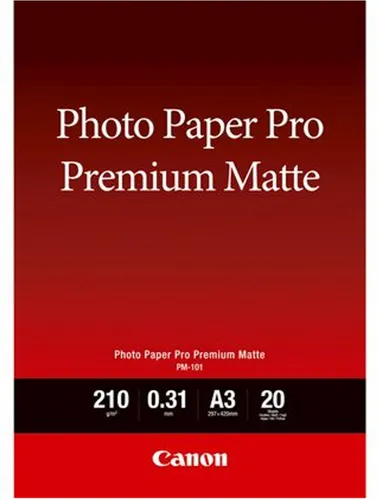 Canon Fotopapier PM-101 DIN A3 matt - 210 g/m², 20 Blatt für professionelle Ausdrucke mit perfekter Gradation und unempfindlicher Oberfläche