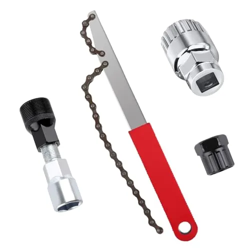 MXTIMWAN Kettenpeitsche und Abzieher Set, Fahrrad Ketten Peitsche, Kettenradabzieher Fahrrad, Zahnkranzabzieher und Fahrrad Innenlager Entferner Set, Ritzelabnehmer, Fahrradwerkzeug Schraubkranz