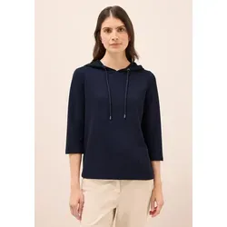 CECIL Damen Hoodie Shirt 3227474, urban Dark Blue, X-Large - Stylisches T-Shirt für Damen mit Kapuze und 3/4-Ärmeln in Rippstruktur, ideal für lässige Outfits und bequemes Tragen.