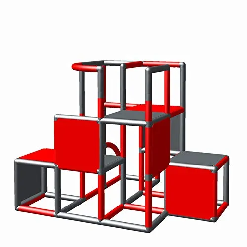 Moveandstic 875056 - Grundbaukasten Profi für Kinder ab 1 Jahr für Kinderzimmer und Garten grün apfelgrün Titan grau rot (rot titangrau)
