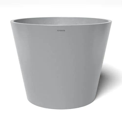 POTS&MORE Pflanztopf Conico 50 - Hellgrau - Übertöpfe aus langlebigem Kunststoff, ideal für verschiedene Pflanzenarten und Einrichtungsstile. Moderner, runder Pflanztopf mit 50 cm Durchmesser und 40,5 cm Höhe.