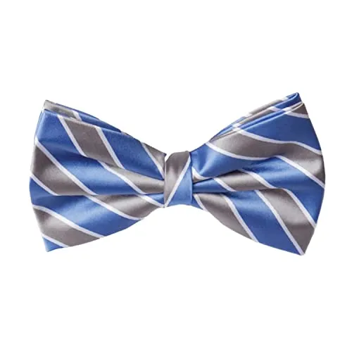 Fabio Farini - Gestreifte Fliege Herren vorgebunden & verstellbar, Querbinder für feierliche Anlässe, klassische Schleife Grau Blau Weiß