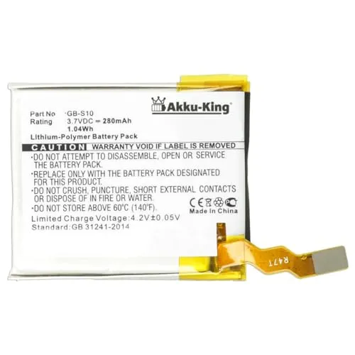 Akku-King Akku kompatibel mit Sony GB-S10, GB-S10-353235-0100 - Li-Polymer 280mAh - für Sony SmartWatch 3, SWR50