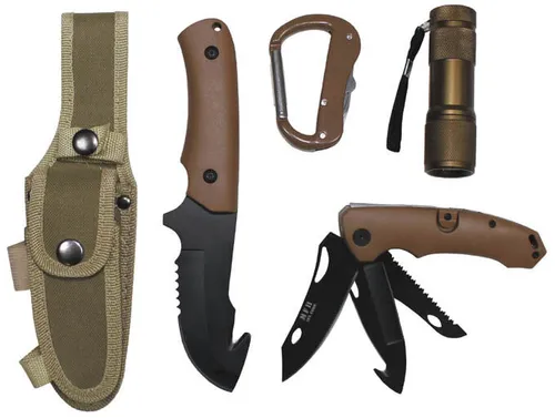 Messerset mit LED-Lampe für Jagd und Outdoor - Multitools: Hochwertiges Messerset mit Kohlenstoffstahlklingen und praktischer LED-Lampe, ideal für Angeln und Outdoor-Aktivitäten.