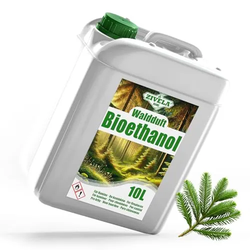 Bioethanol 96,6% 10L | Bio Alkohol Waldduft 96,6% 10L | Bioethanol für Kamin, Tischkamin, Bioethanol Kamin | Bioethanol Waldduft | Saubere Verbrennung, ohne Rauch, lebendige und stabile Flamme