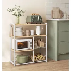 VASAGLE Küchenregal mit 6 Haken in beige von VASAGLE