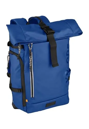 camel active Explore Herren Rucksack Rolltop Backpack 26L - Blau - Tagesrucksack mit 26L Volumen, großem Rolltop und gepolstertem Laptopfach, aus wasserabweisendem, recyceltem Nylon für Nachhaltigkeit und Langlebigkeit.