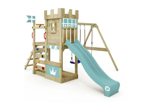 Wickey Spielturm RoyalFlyer mit Rutsche und Schaukel – Abenteuer für den Garten - Entdecken Sie den Wickey Spielturm RoyalFlyer! Mit robustem Design, Wellenrutsche und zwei Schaukeln bietet er unendlichen Spielspaß für Kinder ab 3 Jahren. 10 Jahre Garantie*!