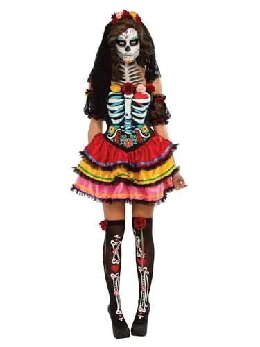 Rubie's 2810622XL Day of the Dead Seniora Kostüm - Kostüm-Outfits für Erwachsene, beeindruckendes Design für eine unvergessliche Halloween-Nacht.