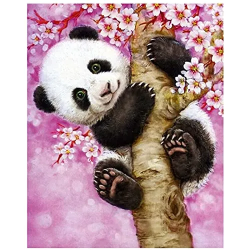 MXJSUA 5D Diamond Painting Set, Diamond Painting, Full Diamant Painting Bilder, Diamant Malerei, Diamond Painting Panda, Malerei Diamant Kinder Süßer Panda, Kreuzstich Wanddekoration 30x40cm