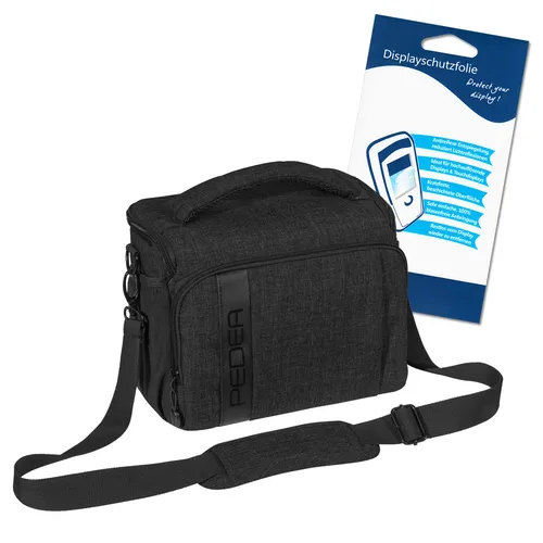 Kamera Tasche XL + Folie für Nikon D5300 D3400 D3200 D90 D40 Canon EOS 2000D 5D