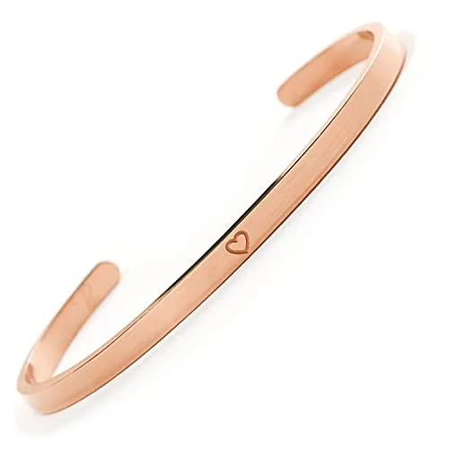BERGERLIN Herz Armreif – Herz Armband aus Edelstahl in Rose Gold