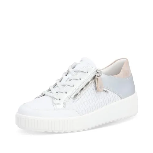 Remonte Damen Low-Top Sneaker R7901 - Damen-Sneaker mit losem Einlegesohle, ideal für optimalen Tragekomfort und vielseitige Freizeitoutfits. Stylisches Design in Weiss Kombi (81) für einen frischen Look.