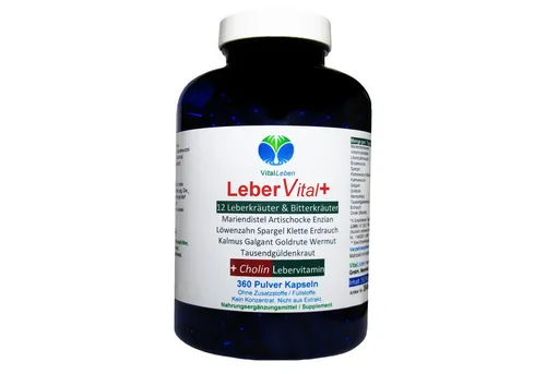 LEBER Vital 12 Kräuter & Bitterstoffe + Lebervitamin CHOLIN 360 Kapseln - Pflanzliches Ergänzungsmittel mit 12 Kräutern und Bitterstoffen, unterstützt die Leberentgiftung und fördert die Gesundheit deines wichtigsten Entgiftungsorgans.