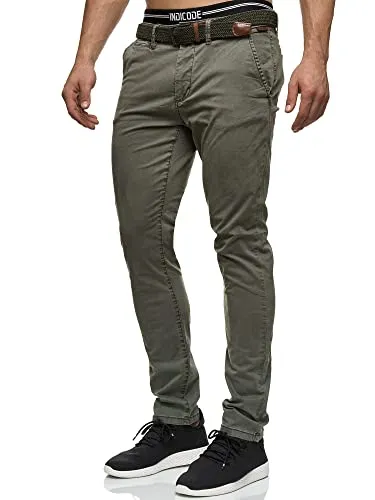 Indicode Herren Waller Chinohose Stretchhose | Chino Herrenhose Stretch Stoffhose Army, 29/32