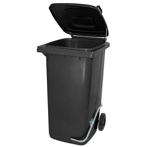 BRB-Lagertechnik Mülleimer 80L mit Fußpedal - Der BRB-Lagertechnik Mülleimer mit 80 Litern Inhalt vereinfacht die Abfallentsorgung. Dank Fußpedal ist die Deckelöffnung hygienisch und bequem. Hergestellt aus witterungsbeständigem PE-HD, ideal für verschiedene Abfälle.