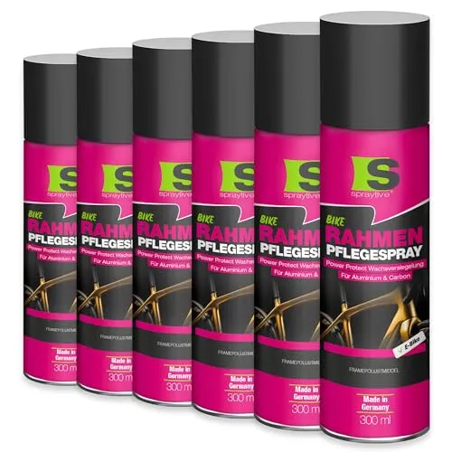 Spraytive Rahmen-Pflegespray 6× 300ml – Schmutz- & Feuchtigkeitsabweisend - Effektives Pflegespray mit Power Protect Wachsversiegelung für Aluminium und Carbon. Schützt und pflegt Fahrradrahmen zuverlässig gegen Umwelteinflüsse – Ideal für tägliche Nutzung und einfache Anwendung.
