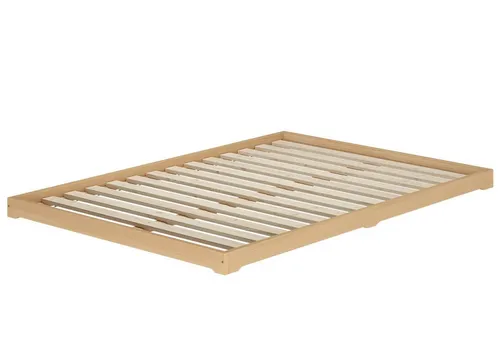 ERST-HOLZ Bodenbett 140 x 200 cm aus Buche - Extra niedriges Doppelbett für stilvolle Schlafzimmer, ideal für Kinder und Dachgeschosszimmer. Hergestellt aus FSC-zertifiziertem Buchenholz, stabil und leicht aufbaubar.