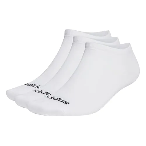 adidas Unisex Thin Linear Low-Cut Socks 3 Pairs, White / Black, 45-48