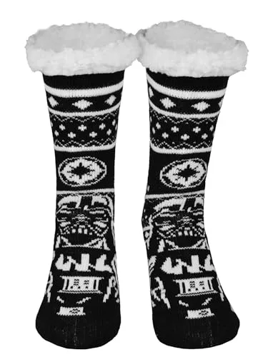United Labels Star Wars Hüttensocken - Darth Vader Haussocken für Herren Kuschelsocken Flauschige Wintersocken warme Männer Socken Schwarz/Weiß (DE/NL/SE/PL, Numerisch, 39, 42, Regular, Regular)