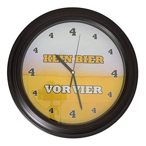 outoftheblue Kein Bier vor Vier Wanduhr mit Biersound - Wohnzimmeruhr, Küchenuhr (Orange, Weiß, ca. 31 cm)