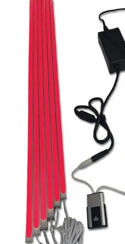 Produktbild XENON LED Dekolicht 3757 LED Leuchte ALU-UP Holz Paneele 6x1m Netzteil ROT, Xenon / ROT