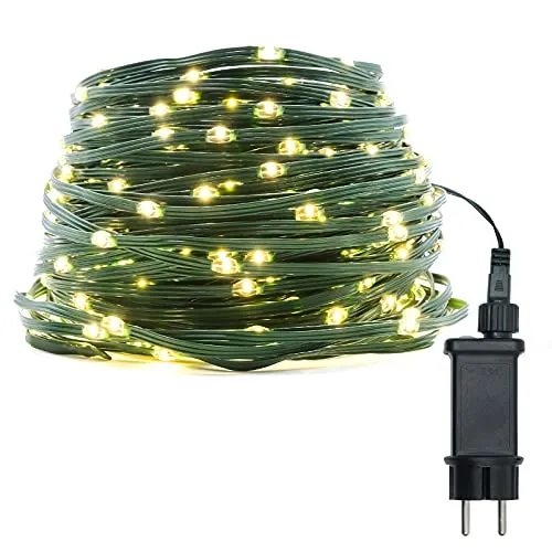 Wweixun2020 Lichterkette Weihnachtsbaum, 60M Weihnachtsbaum Lichterkette mit Stecker, Ultraleicht Led Warmweiß Weihnachtsbeleuchtung Innen, 600 LED mit 8 Modi für Weihnachten, Party, Aussen, Innen