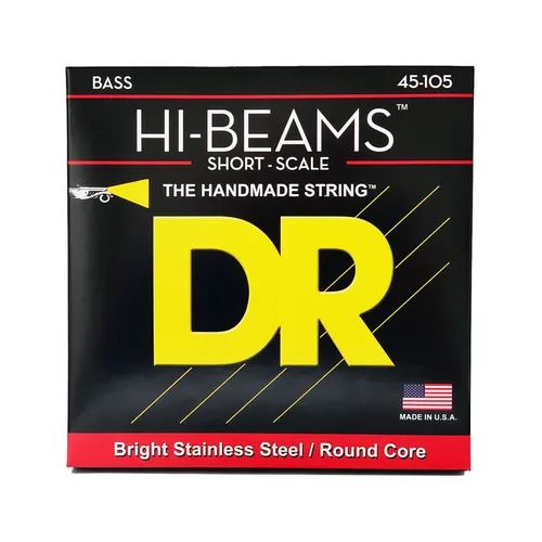 DR Hi-Beams 4-String Bass Medium Short Scale 45-105 - Gitarren- & Bass-Zubehör: Hochwertige Basssaiten aus rostfreiem Edelstahl für brillanten Sound und hohe Lebensdauer, ideal für professionelle Bassisten.