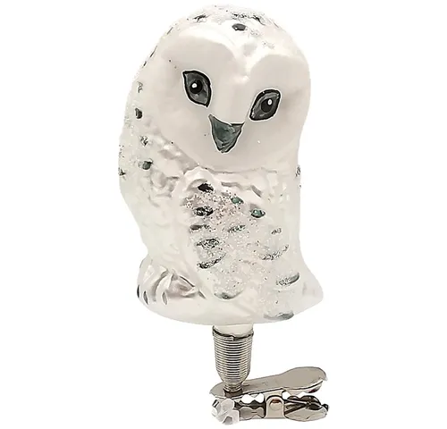 Schatzhauser Christbaumschmuck Schneekautz, Glasvogel 9cm weiß (1-tlg), mundgeblasen, handbemalt