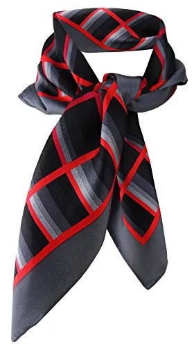 TigerTie Damen Satin Designer Nickituch in rot anthrazit grau schwarz gemustert - 100% Seide - Gr. 53 x 53 cm