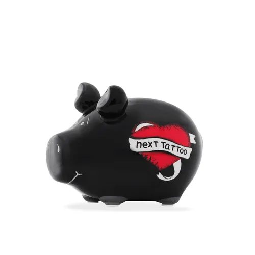 KCG - Sparschwein Next Tattoo - 12,5 cm x 9 cm - schwarz - Keramik