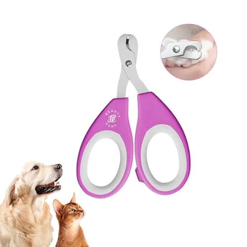 BeautyHunt Krallenschere Katzen | Krallenschneider für Haustier | Nagelknipser für Kleines Tier | Professionelle Krallenzange Kätzchen, Welpen, Kaninchen, Kleine Hunde | Rosa |