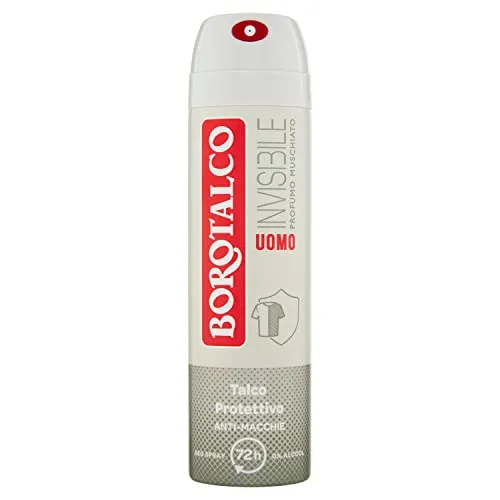 Borotalco, Deodorant für Herren, unsichtbares Spray, alkoholfreie Formel mit Talkum, schützt vor Flecken, Duft Moschus, 72h Wirksamkeit - 1 Flasche mit 150 ml