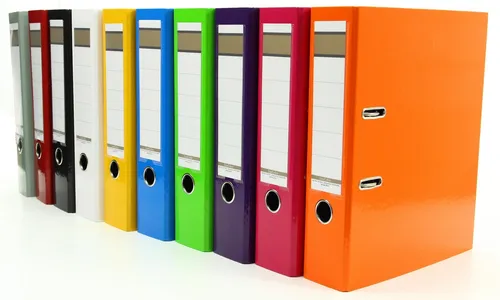 10x Livepac Caribic Glanz-Ordner - 10er Pack DIN A4 Aktenordner in 10 verschiedenen Farben, mit glänzendem Außenbezug und praktischer Rückenschildtasche für eine übersichtliche Dokumentenablage.