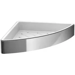 Eckschwammkorb Emco Loft chrom-weiß 054500103 - Seifenschalen & -spender, eleganter Duschkorb aus Metall in Chrom und Weiß, ideal für eine stilvolle Badezimmerorganisation.