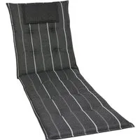 GO-DE Wendeauflage Lines grau - Hochwertiges Sitzkissen für Gartenliegen - Sitzkissen & Auflagen - Wendeauflage in grau, 60x7 cm, mit Öko-Tex Standard 100, ideal für komfortable Entspannung im Garten. Made in Germany.