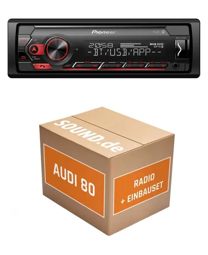 Pioneer MVH-S320BT Autoradio Einbaupaket für Audi 80 B3 Typ 89 | Bluetooth USB