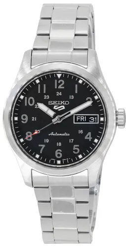 Seiko 5 Sports Herrenuhr Automatik Stahl Schwarz SRPJ81K1 - 18 cm Armband, wasserdicht bis 100 m und 2 Jahre Herstellergarantie
